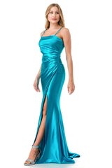 Aspeed Design -D601 Fitted Sleeveless Satin Sheath Gown