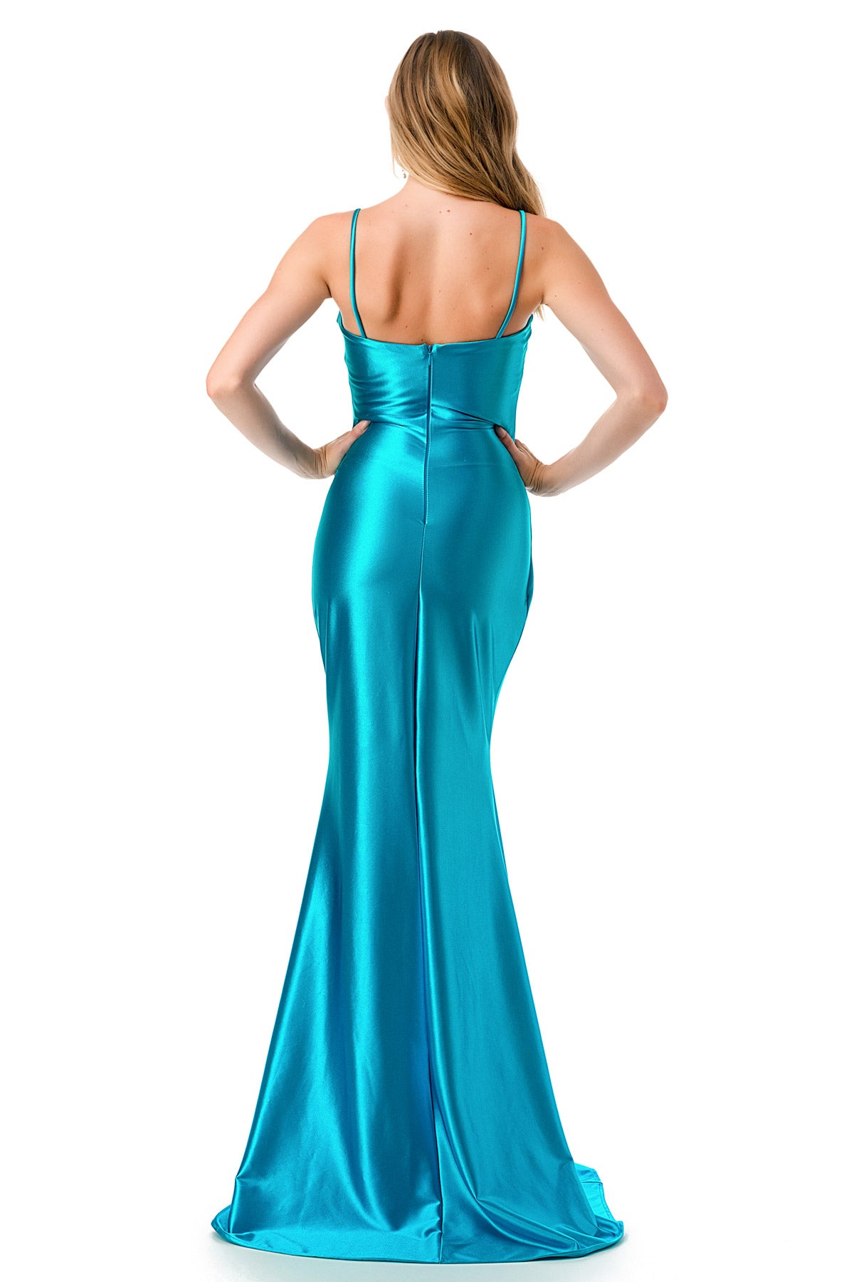 Aspeed Design -D601 Fitted Sleeveless Satin Sheath Gown