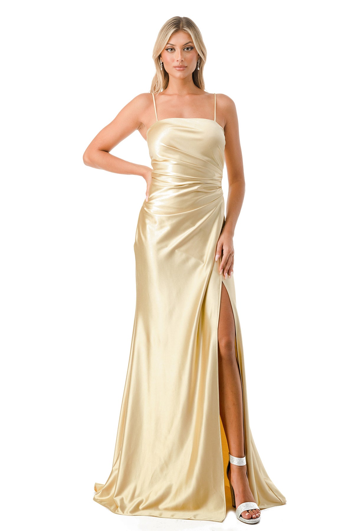 Aspeed Design -D601 Fitted Sleeveless Satin Sheath Gown