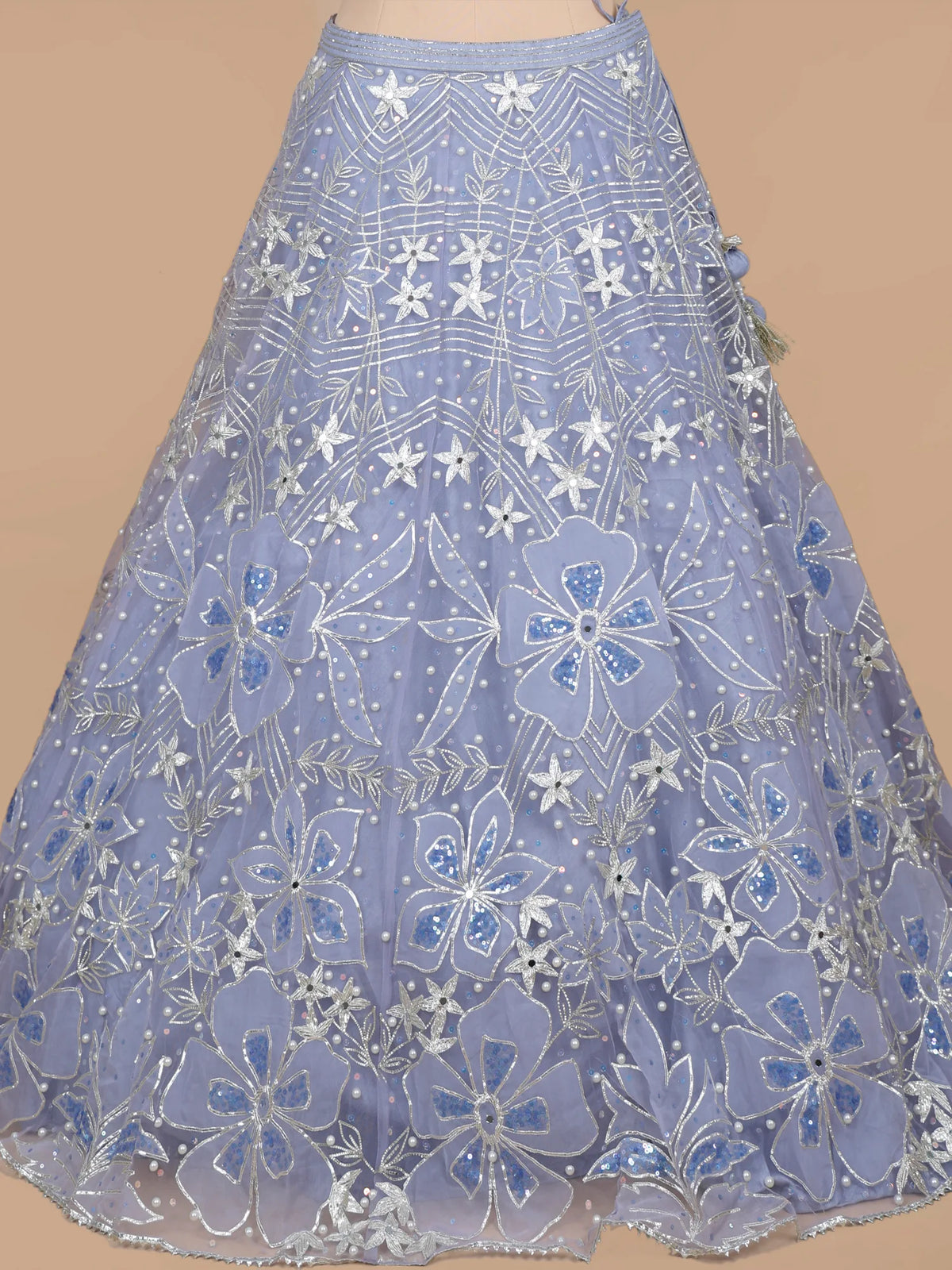 MyFashion KLS-2710 Blue Net Gota Mirror Work Design Lehenga