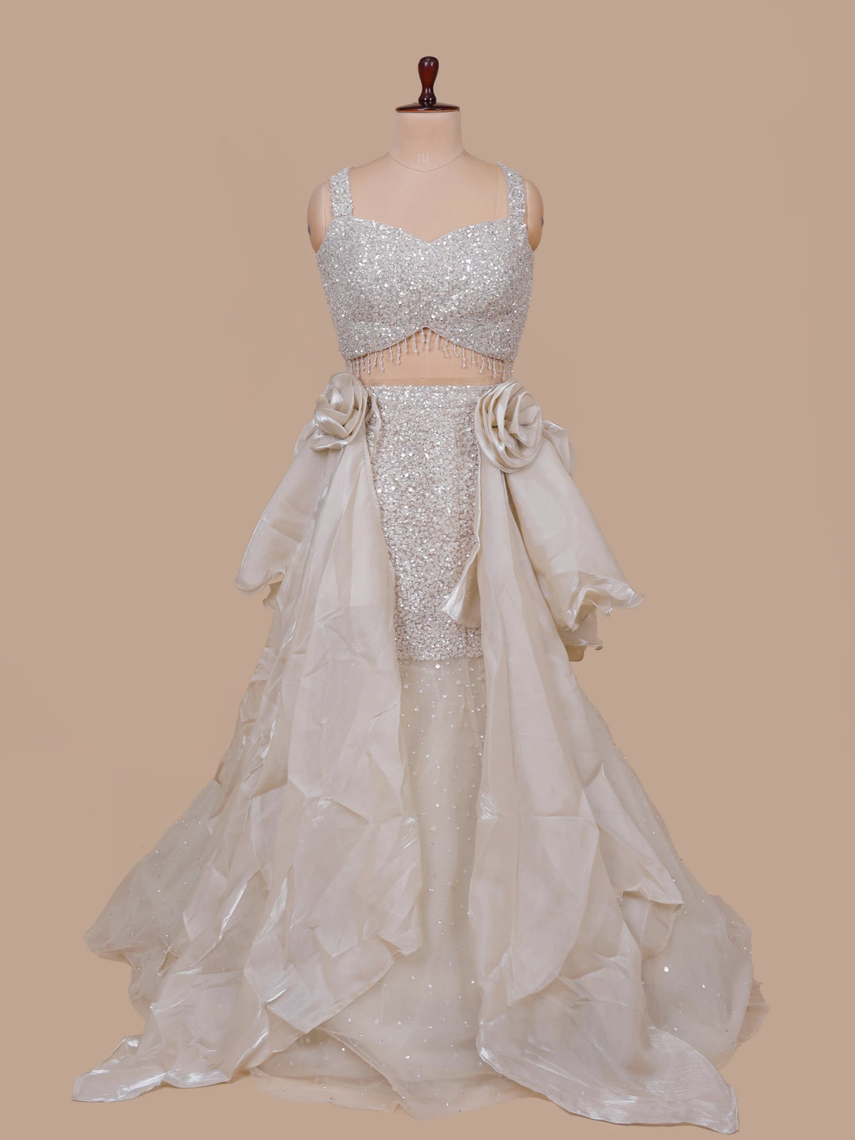 MyFashion KLS-2737 Silver Net Sequin Work Party Wear Lehenga Choli