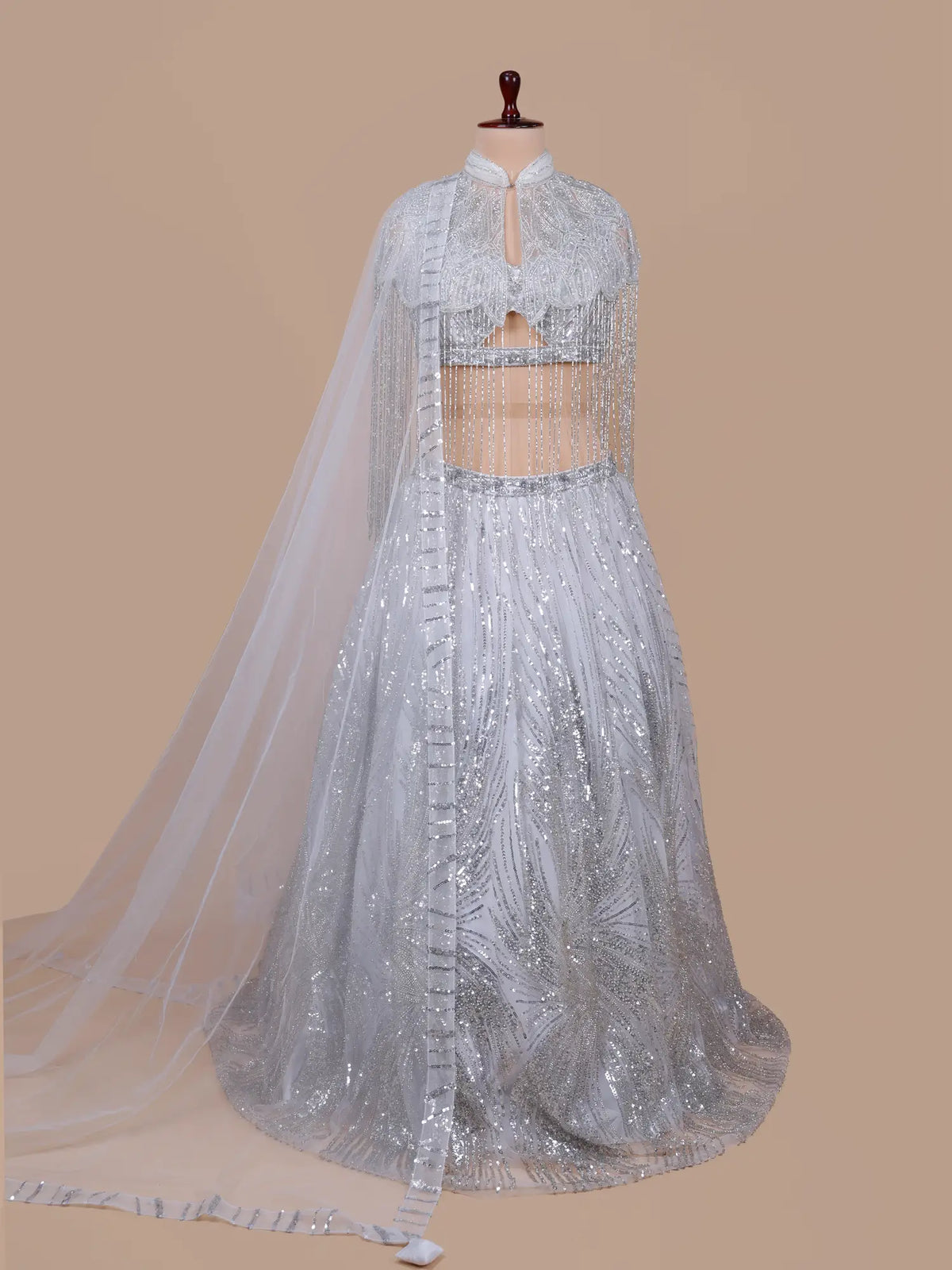 MyFashion KLS-2793 Stylish White Net Lehenga Choli With Beads Work