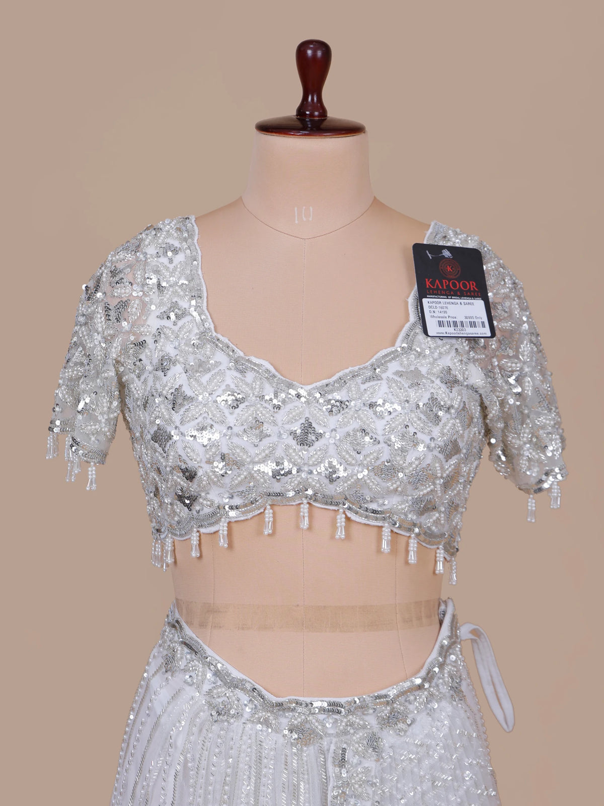 MyFashion KLS-2719 Luxury White Net Heavy Sequins Beads Party Wear Saree