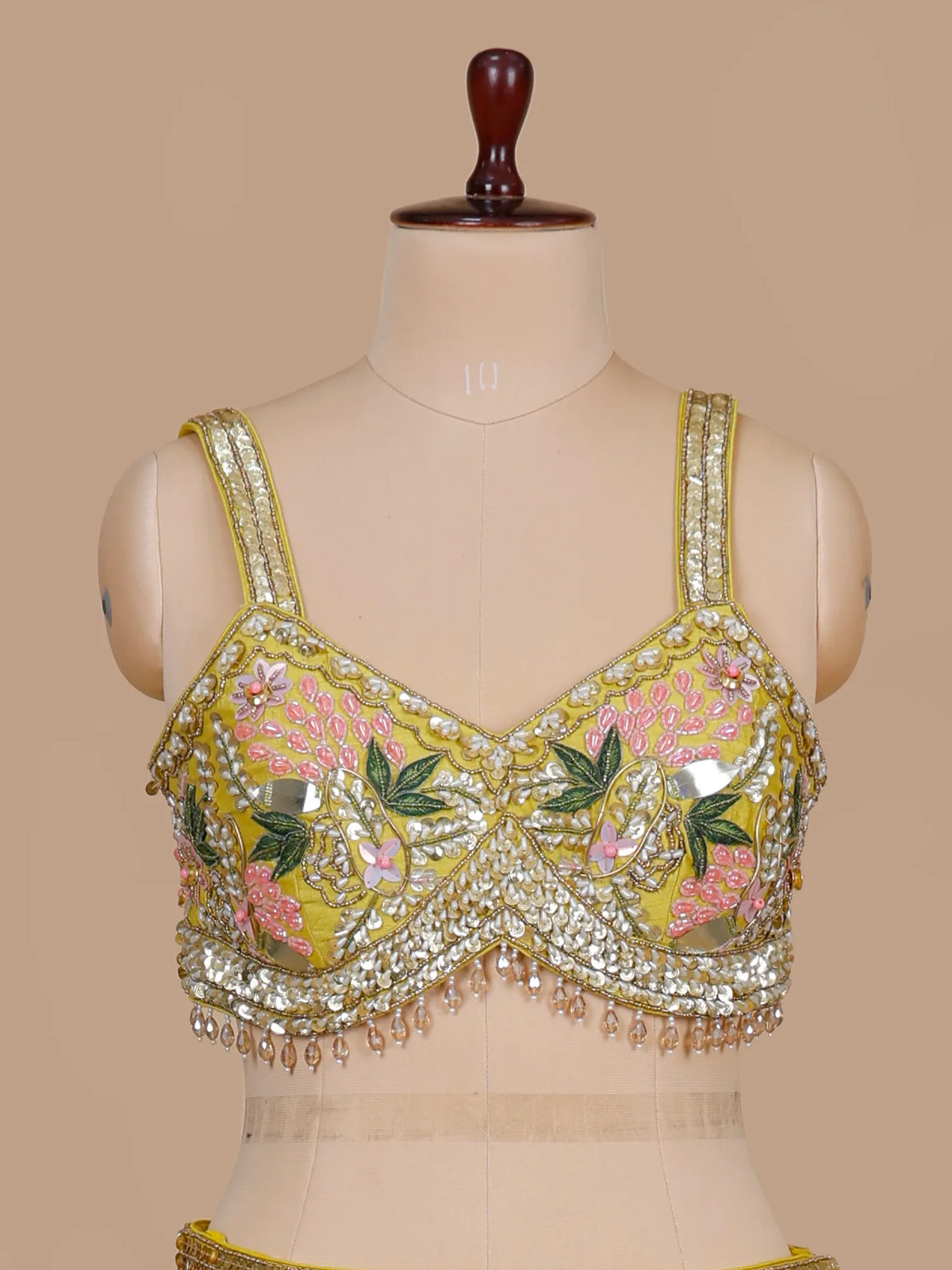 MyFashion KLS-2709 Raw Silk Sequins Pearl Work Haldi Lehenga