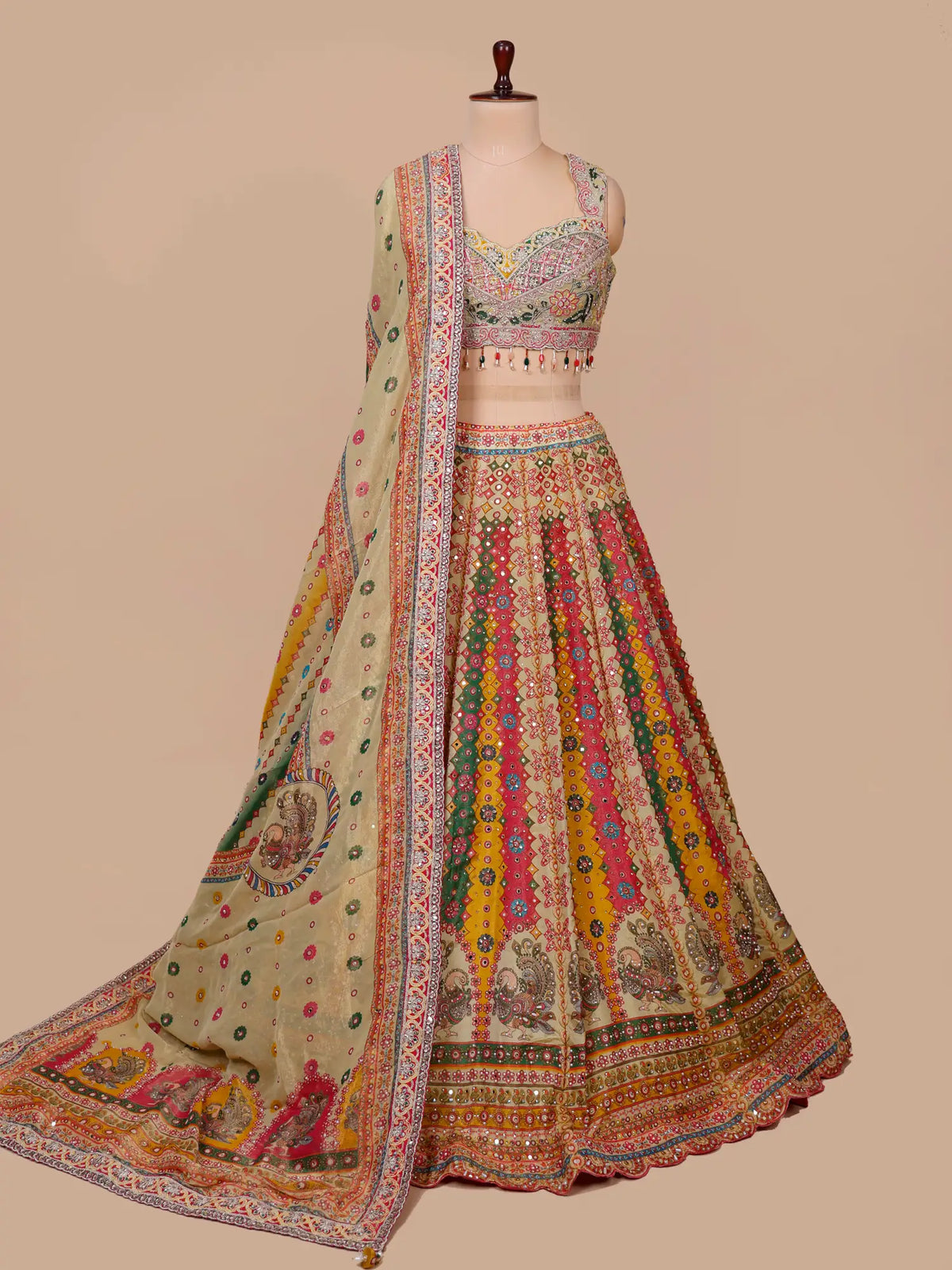 MyFashion KLS-2761 Luxury Multi Color Printed Silk Lehenga With Diamond Work