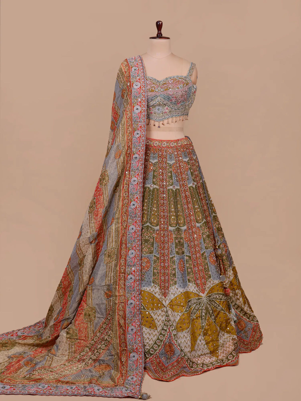 MyFashion KLS-2758 Premium Luxury Multi Color Silk Lehenga Pearl Diamond Detailing