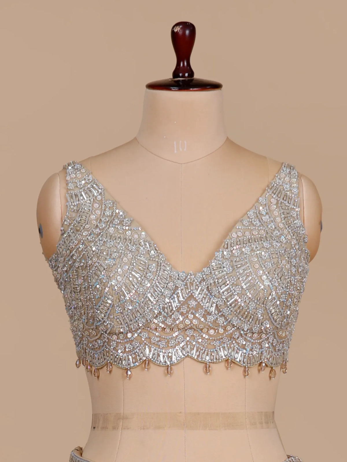 MyFashion KLS-2707 Beige Net Party Wear Lehenga with Mirror Sequins Design