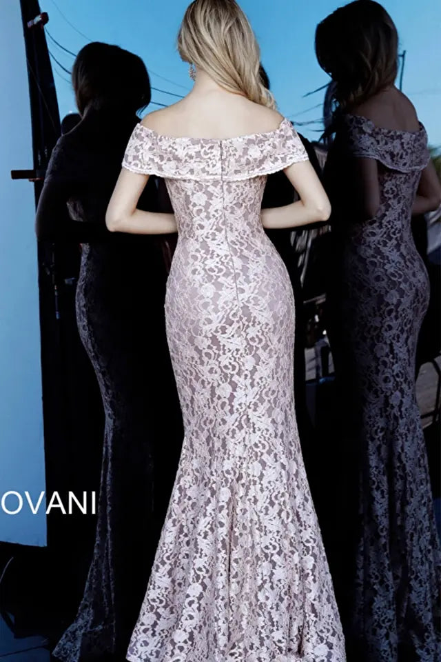 Jovani -1814 Off-Shoulder Straight Trumpet Dress