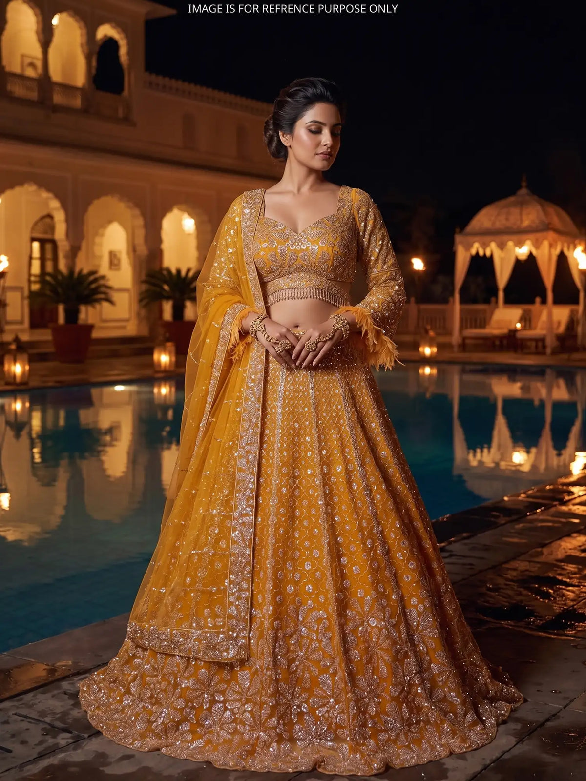 MyFashion KLS-2800 Exclusive Orange Net Lehenga With Designer Work For Weddings
