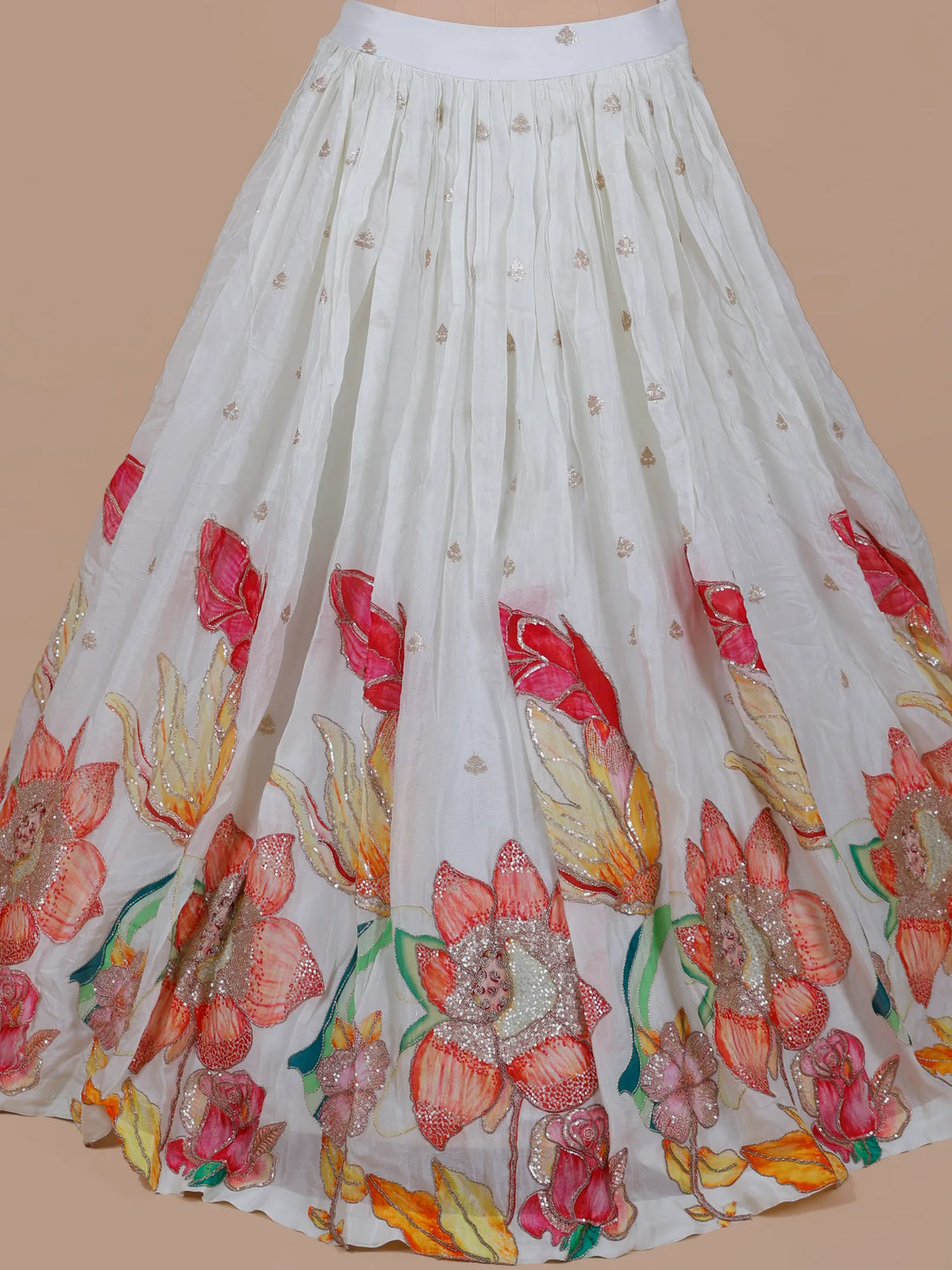 MyFashion KLS-2787 White Multi Crepe Silk Lehenga Choli With Sequins Work