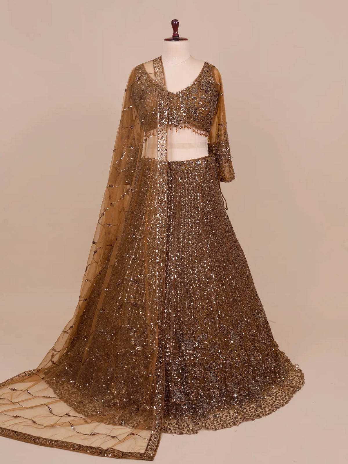 MyFashion -KLS-2819 Copper Net Lehenga With Designer Sequins Work For Wedding Functions