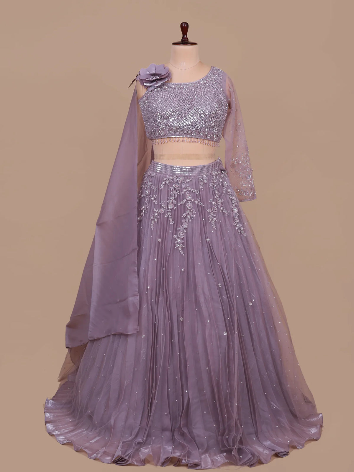 MyFashion KLS-2755 Lavender Net Special Event Lehenga With Diamond Work