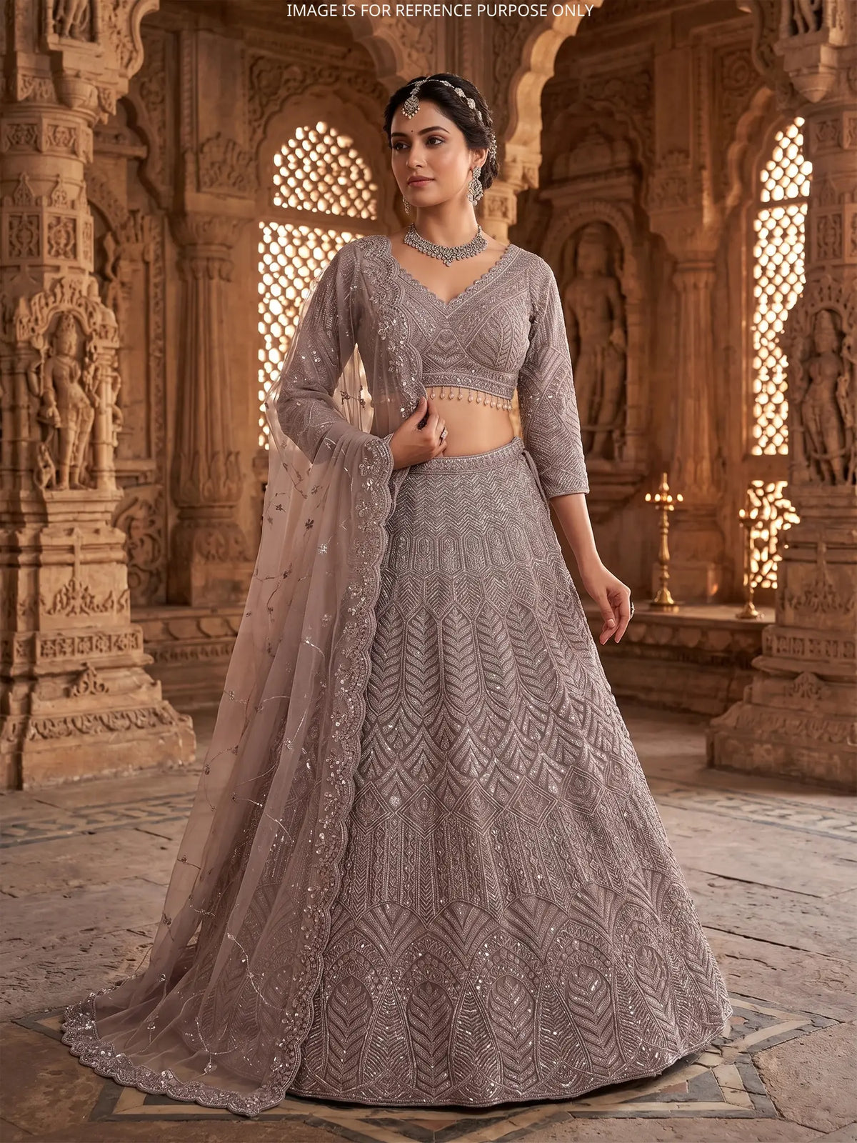 MyFashion KLS-2748 Get Premium Choco Brown Net Lehenga Sequins Work Design