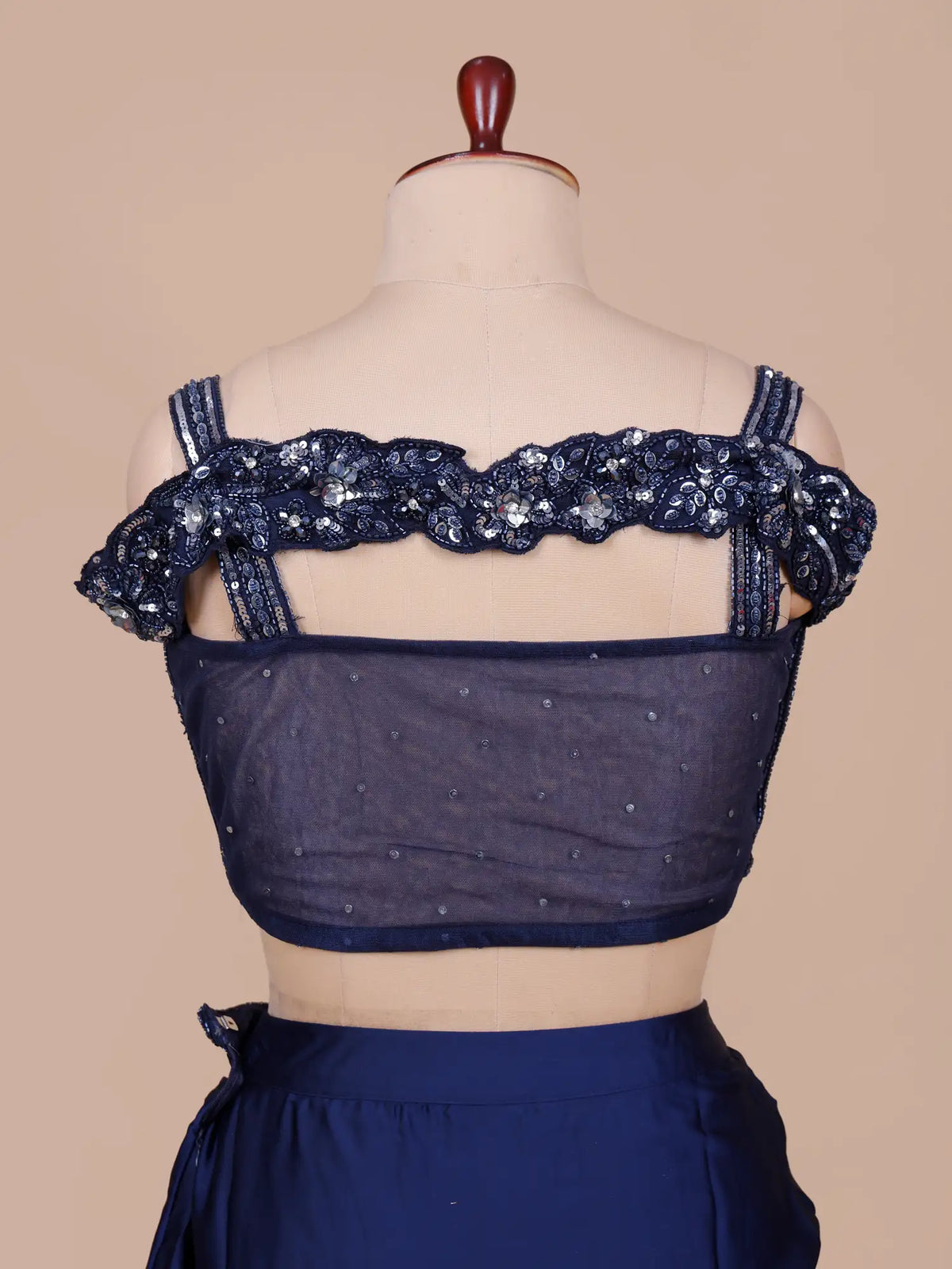 MyFashion KLS-2831 Navy Blue Pre Draped Saree For Party Wear