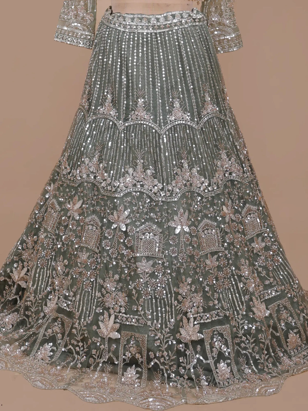 MyFashion -KLS-2923 Trendy Sage Green Net Lehenga Set For Party And Wedding Wear