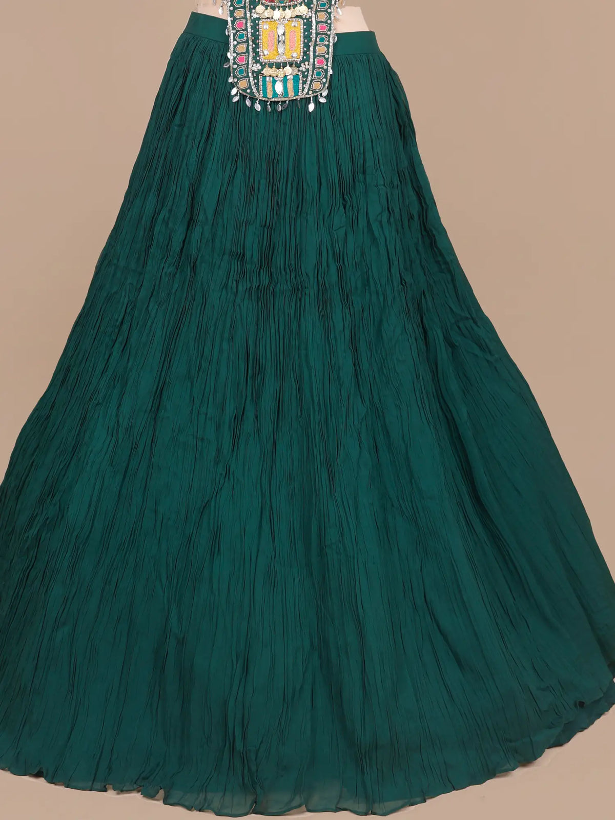 MyFashion KLS-2773 Premium Dark Green Chinon Lehenga Choli With Pearl Design