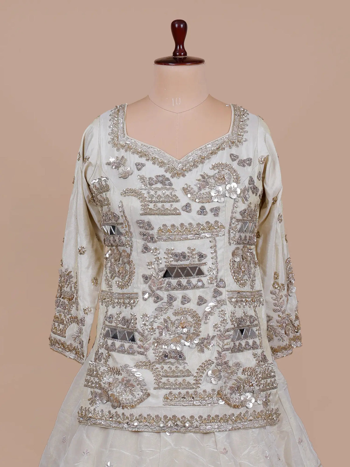 MyFashion KLS-2805 Designer Festive Wear Cream Peplum Lehenga With Beads Work