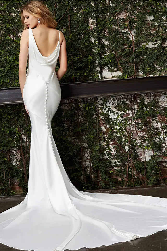 Jovani -JB03910 Cowl Neckline Bridal Mermaid Dress