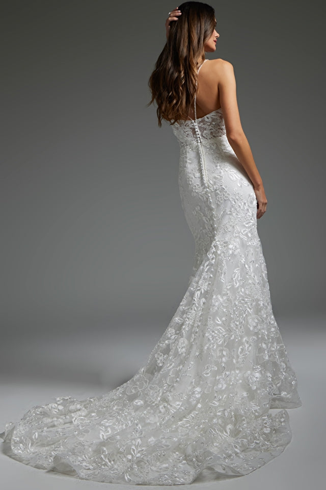 Jovani -JB37538 Floral Embroidered Wedding Dress