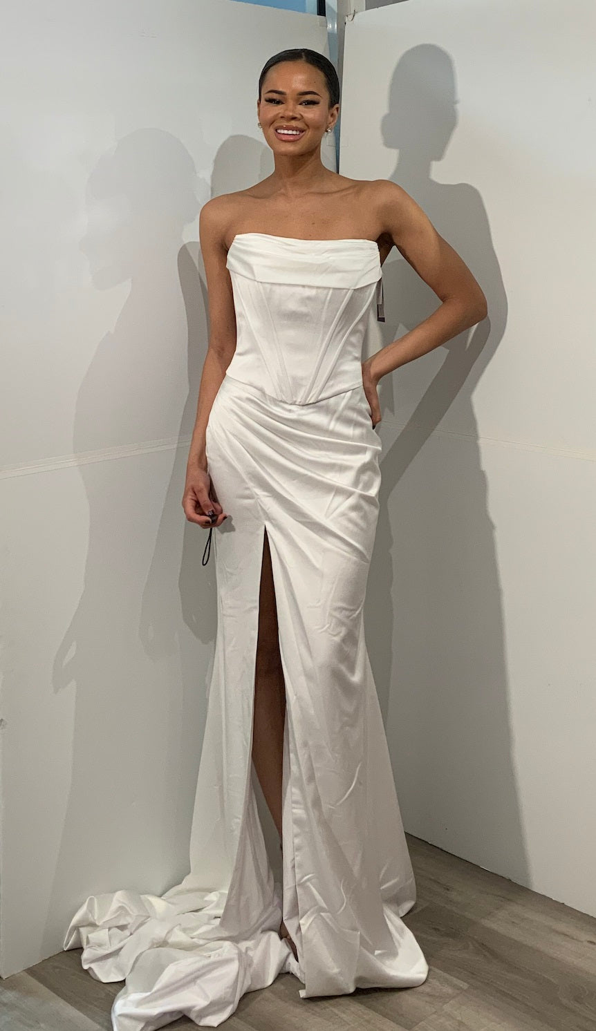 Jovani -JB42353 Off Shoulder Satin Bridal Dress