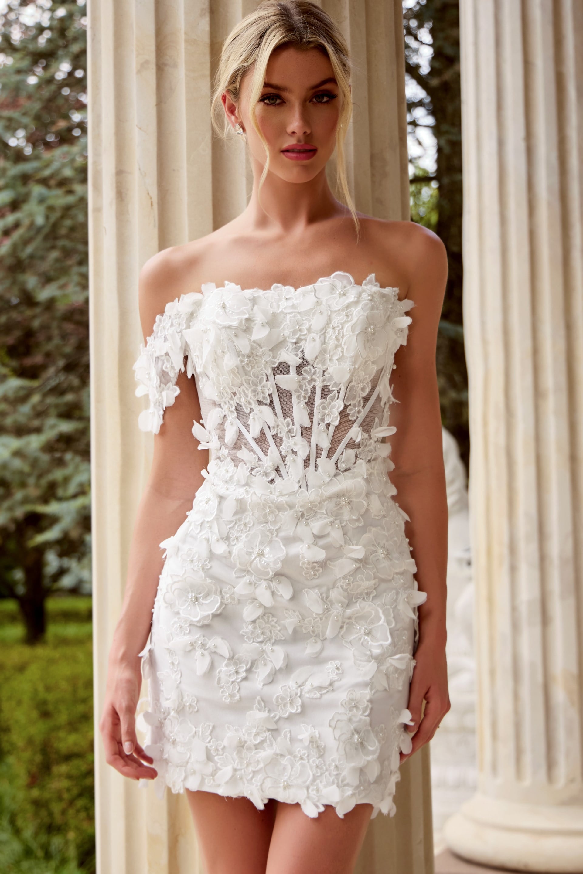 Jovani -JB45769 Off the Shoulder Sheath Short Dress
