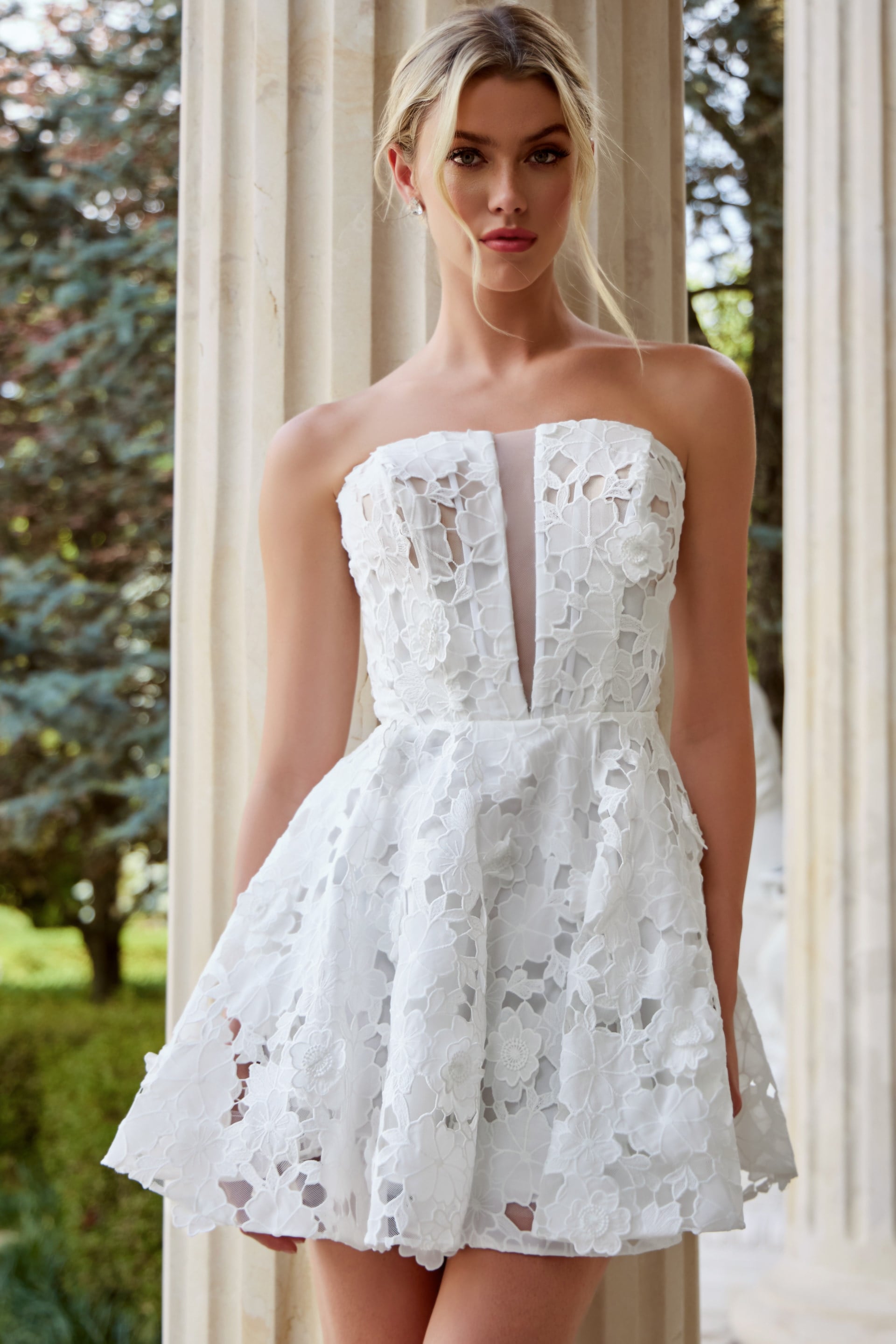 Jovani -JB45914 Strapless Plunging A-line Short Dress