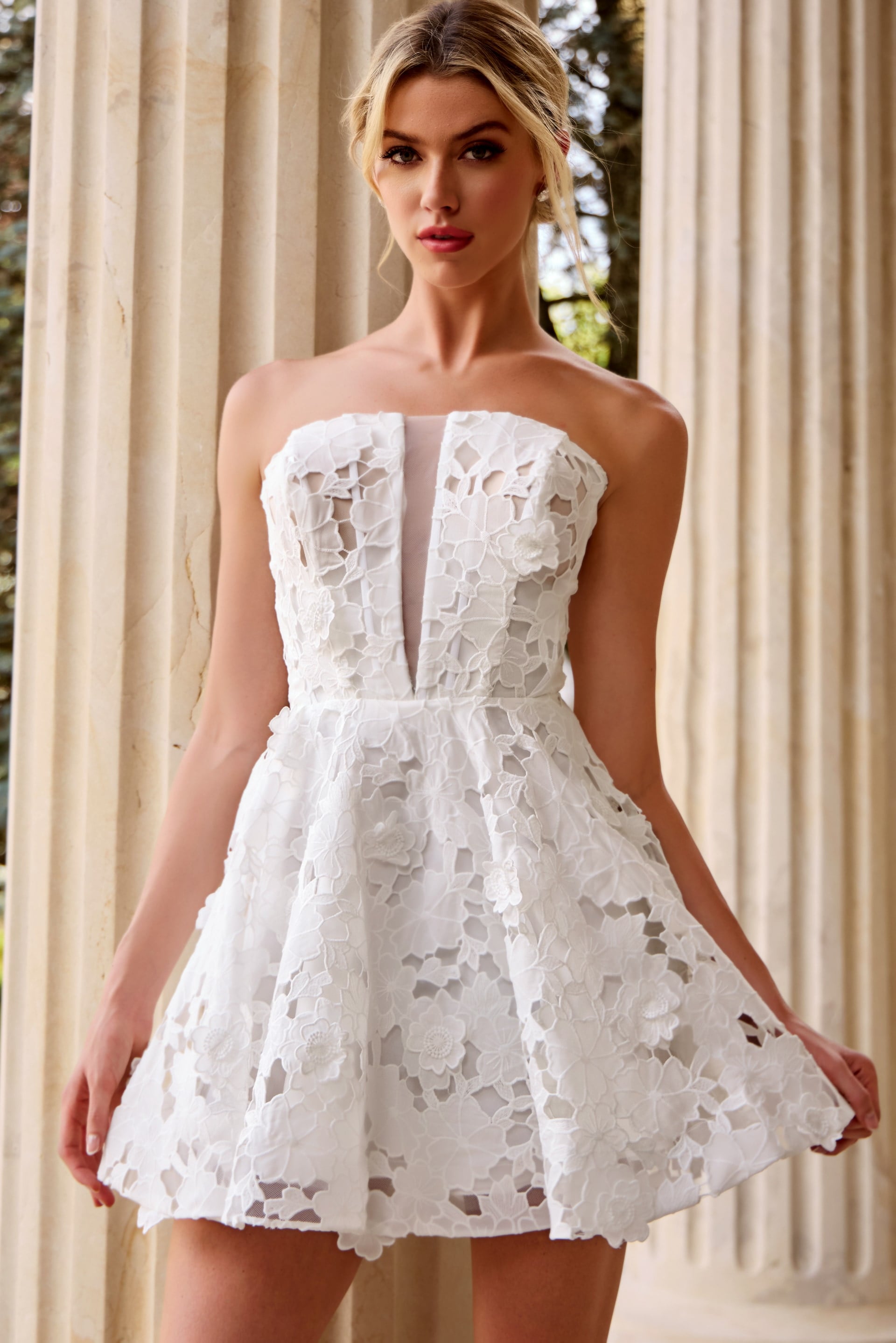 Jovani -JB45914 Strapless Plunging A-line Short Dress