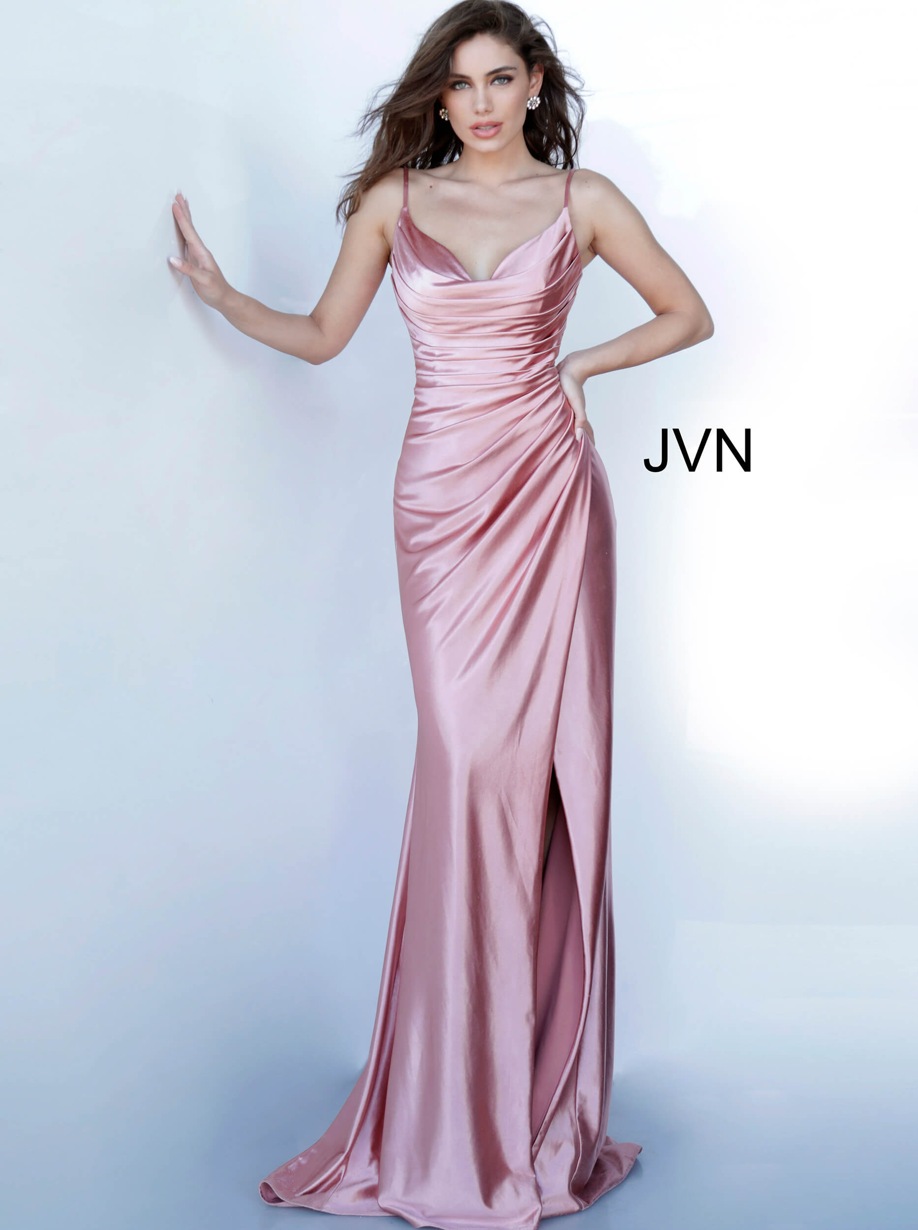 Spaghetti Strap Ruched Bodice Prom Dress By Jovani -03104