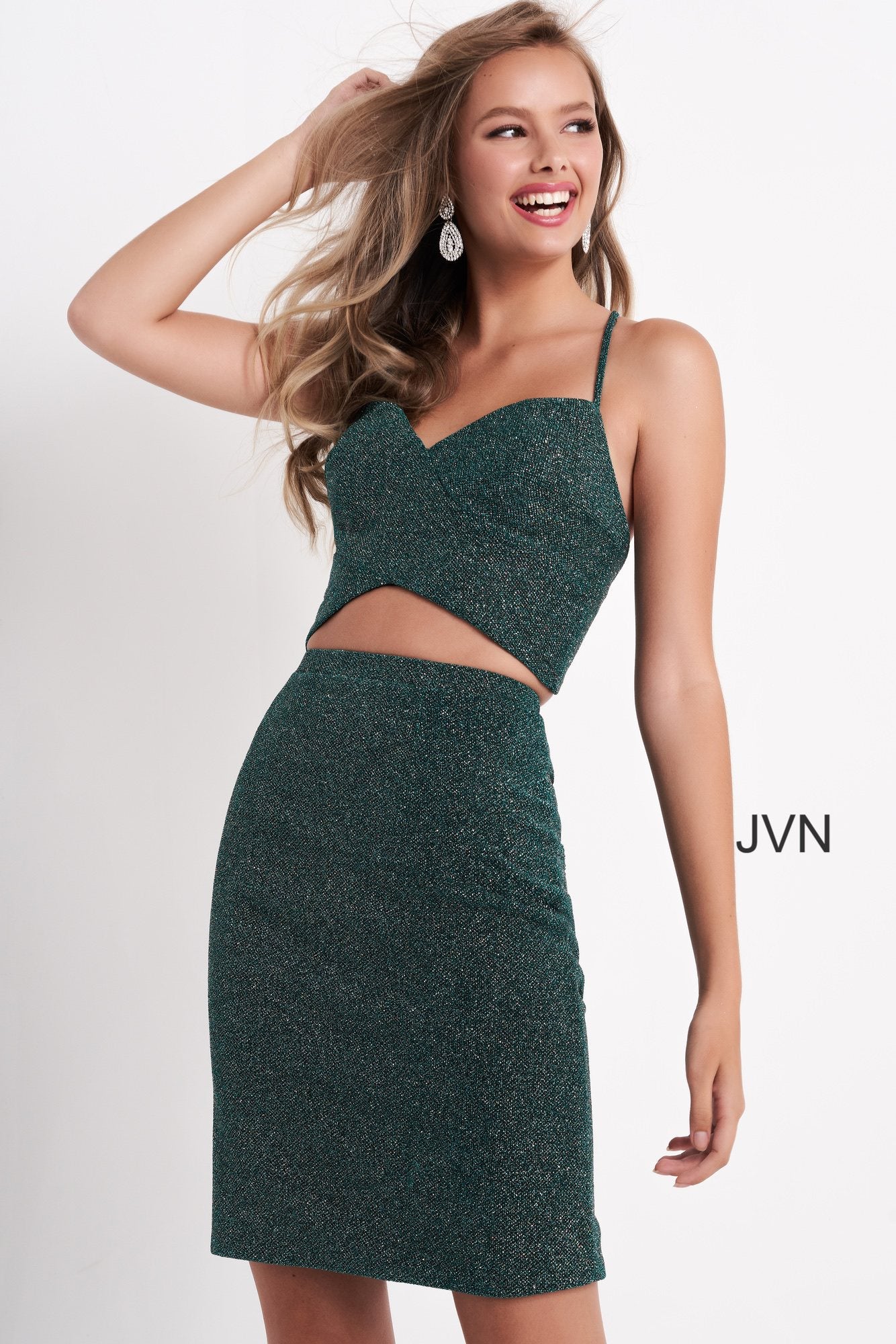 Jovani -JVN04562 Glitter V-Neck Two Piece Dress