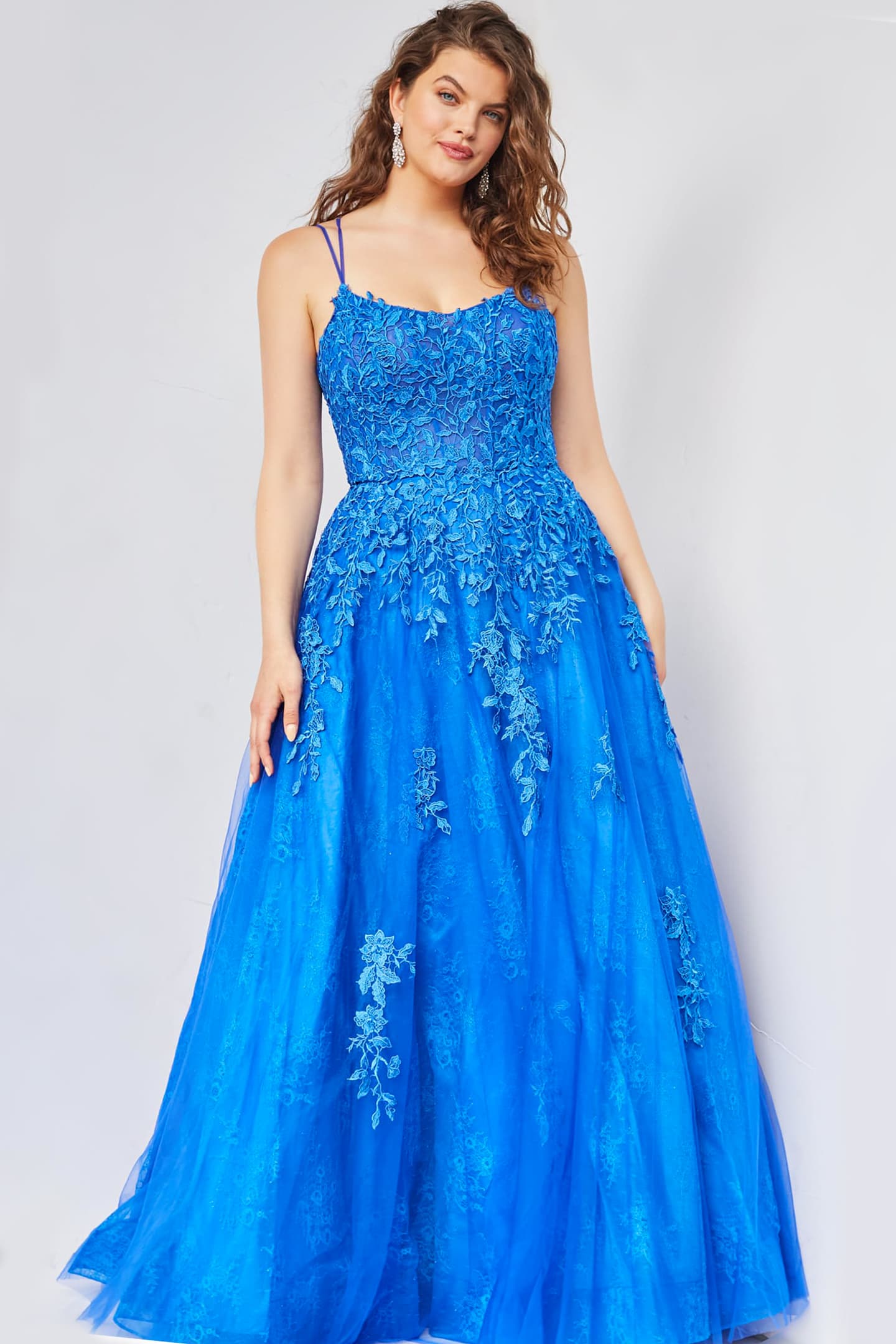 Spaghetti Strap Embroidered Prom Gown By Jovani -06644