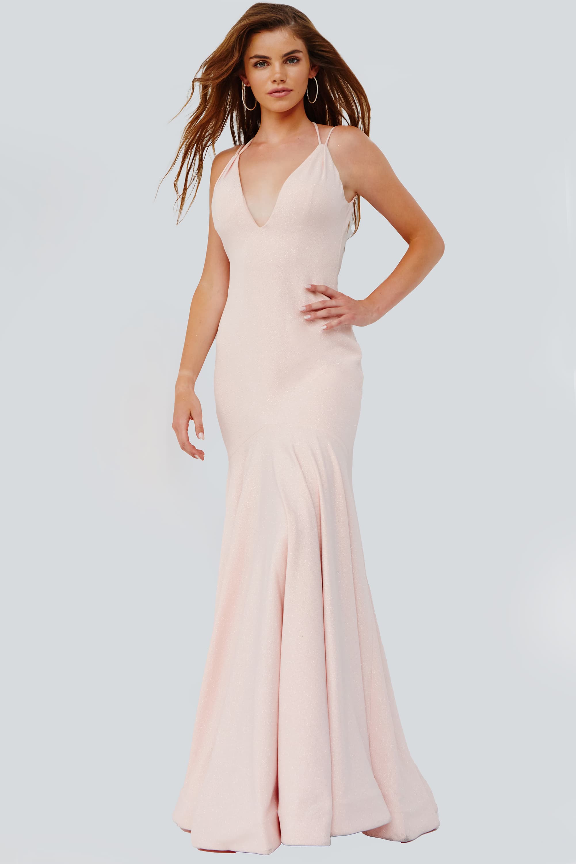 Jovani -JVN08469 V-Neck Trumpet Prom Dress