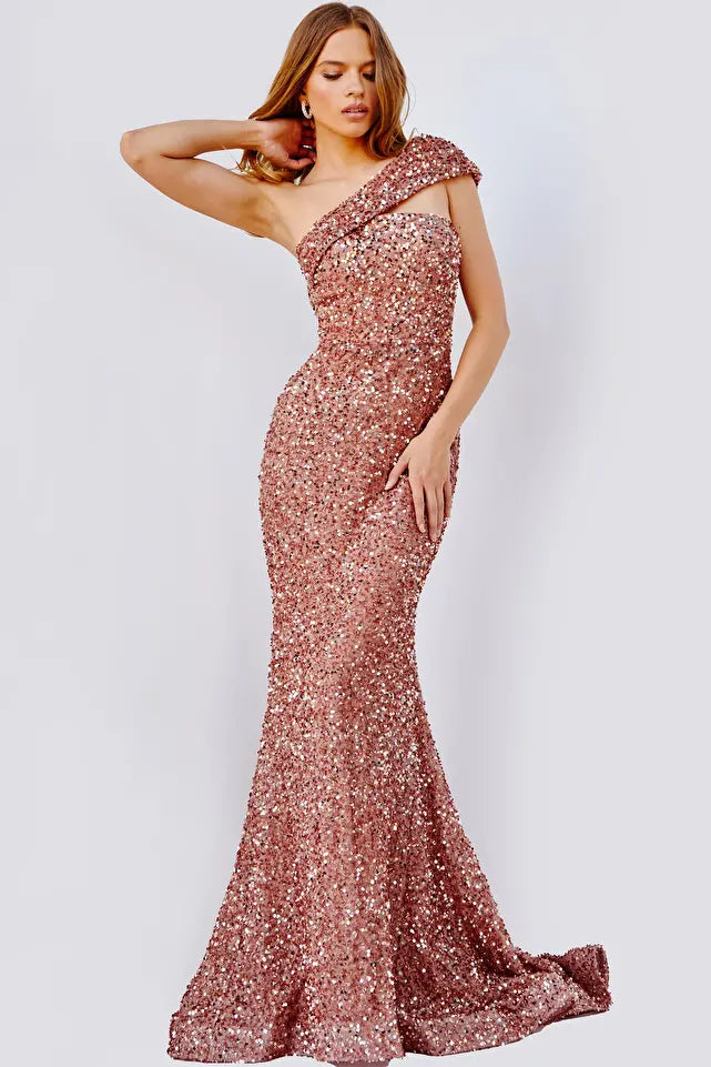 Jovani -JVN23770 One Shoulder Sequin Prom Mermaid Dress