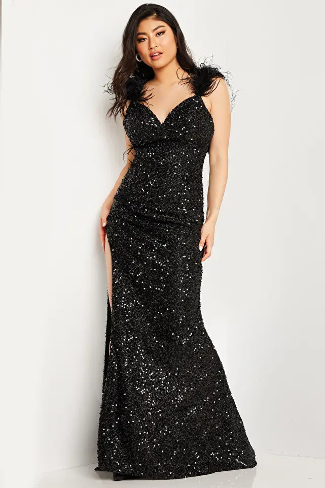 Jovani -JVN36417 Beaded Sequin Fitted Prom Dress