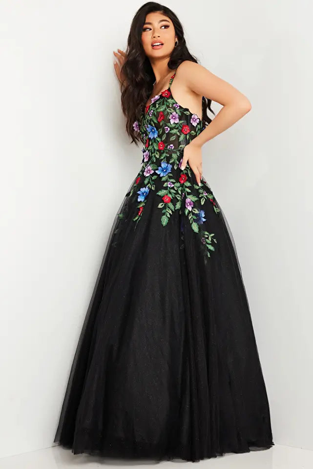 Jovani -JVN37489 Floral Embroidered Prom Ball Gown