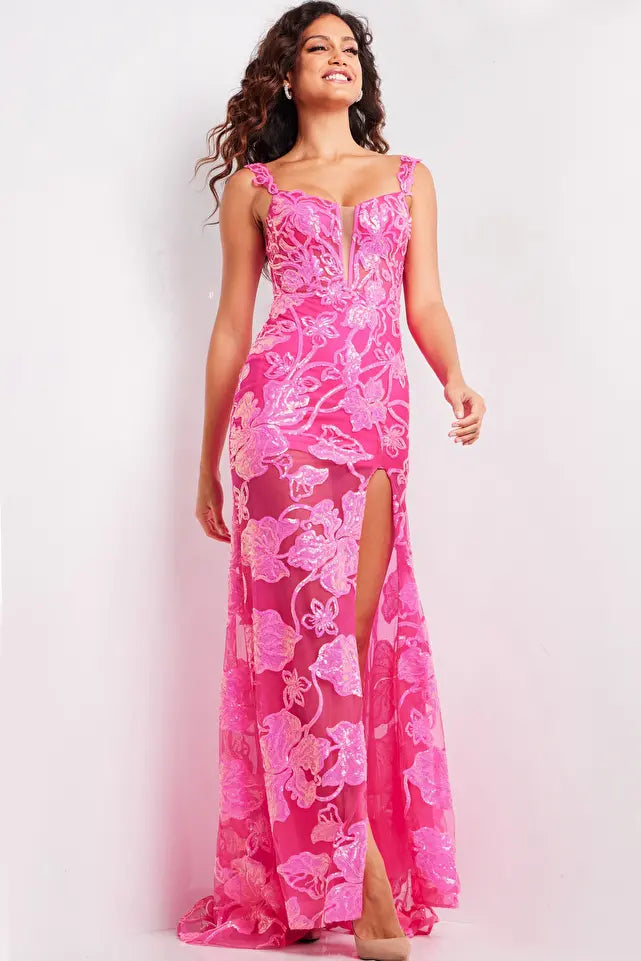 Jovani -38462 Sequin Plunging Neck Prom Dress