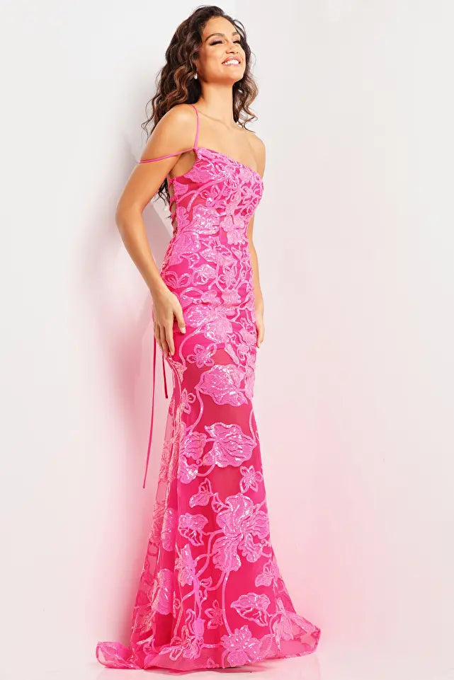 Jovani -38463 Floral One Shoulder Prom Dress