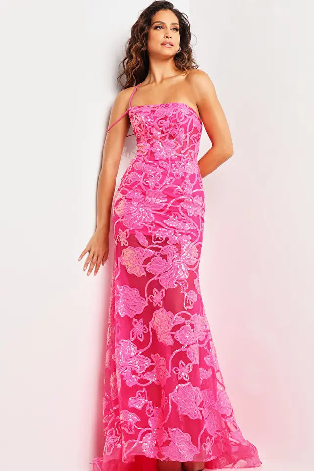 Jovani -38463 Floral One Shoulder Prom Dress