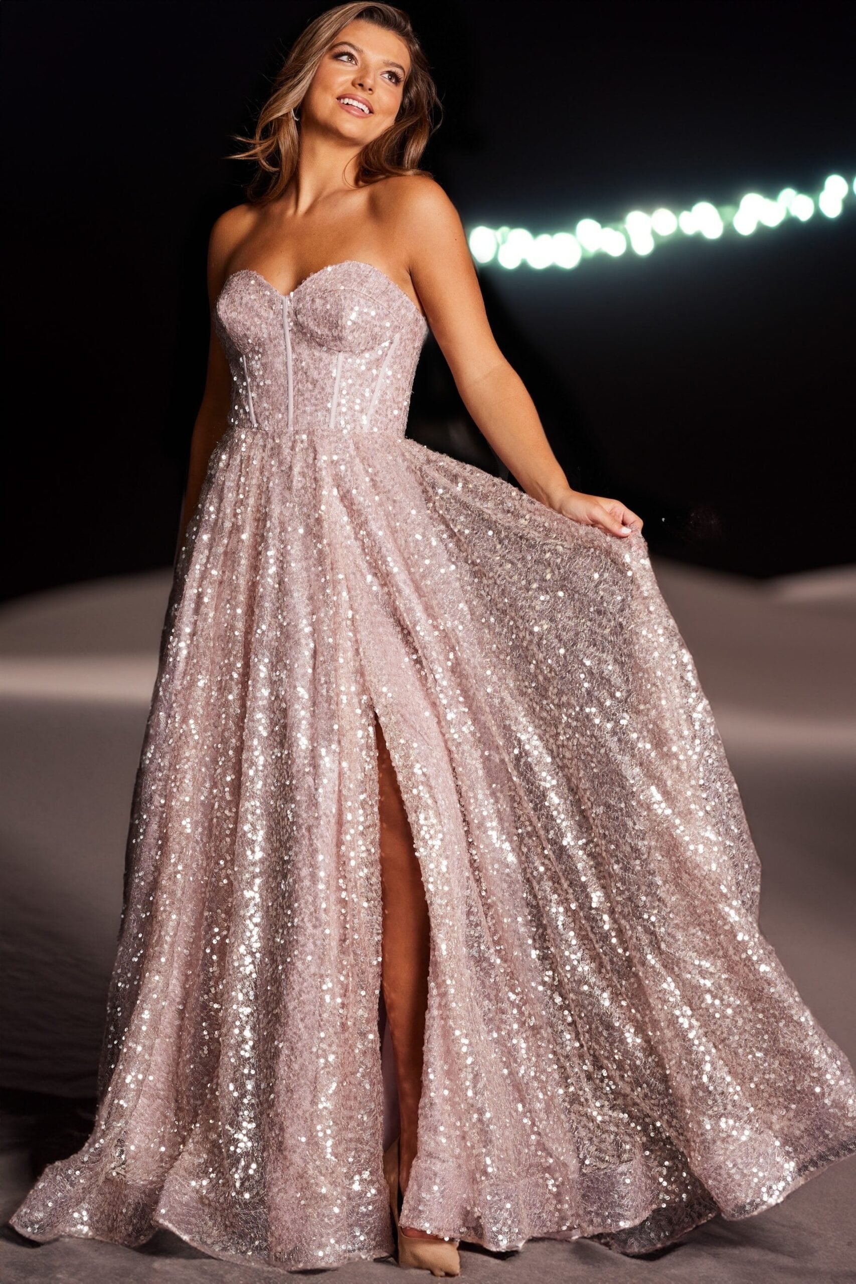 Jovani -38607 Sweetheart Neck Sequin Ball Gown