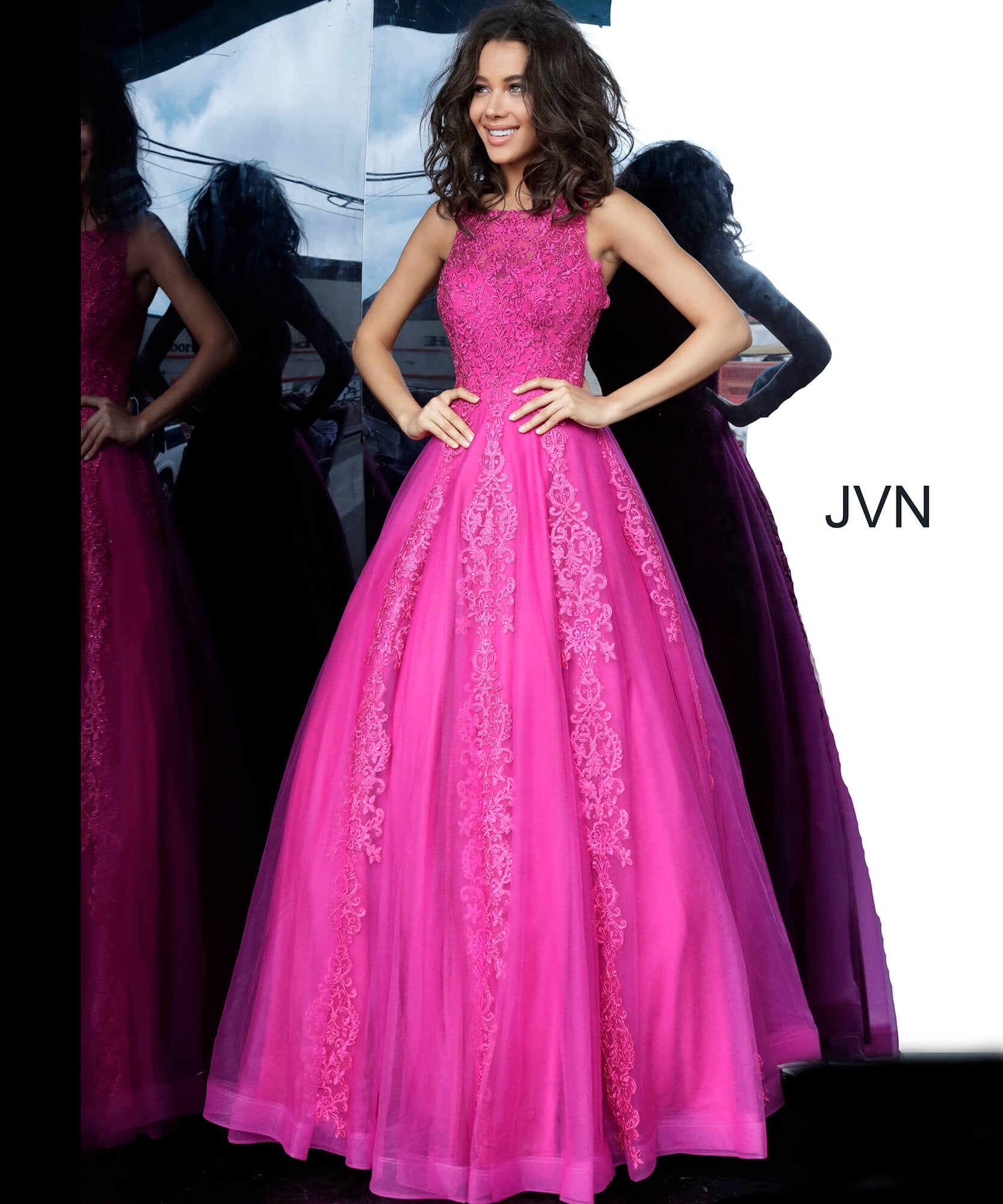 Jovani -59046 Blush Beaded Prom Ballgown