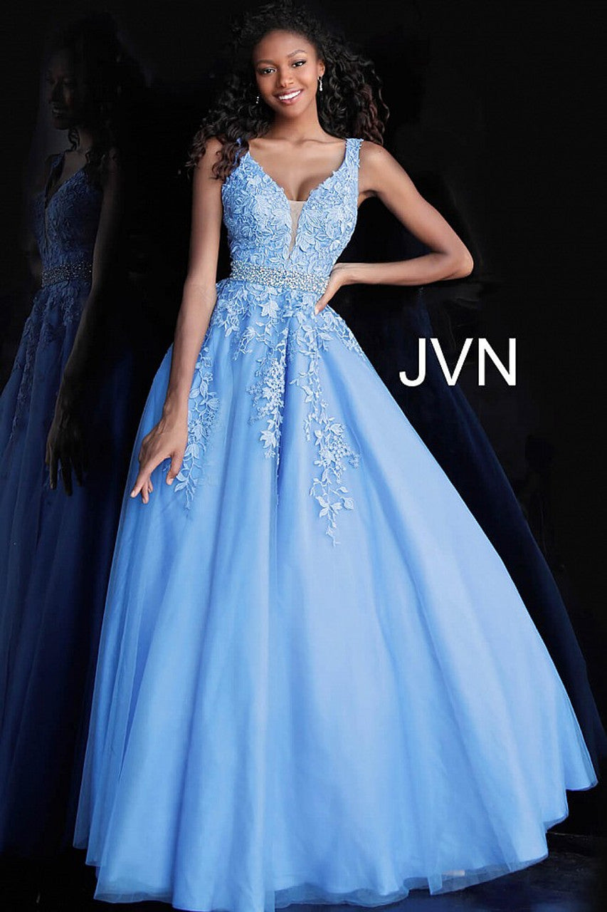 Jovani -JVN68258 Embellished Belt Prom Ball Gown