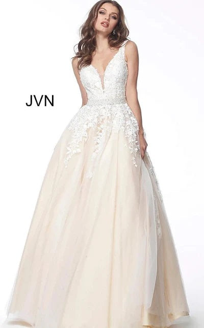 Jovani -JVN68258 Embellished Belt Prom Ball Gown