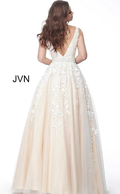 Jovani -JVN68258 Embellished Belt Prom Ball Gown