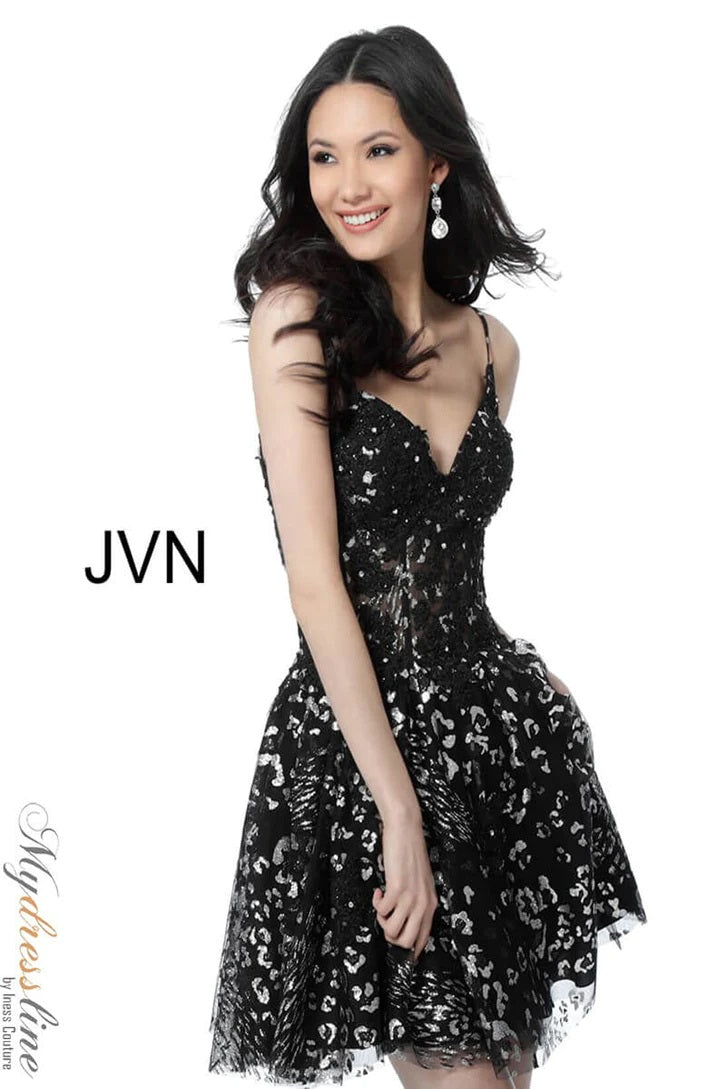 Jovani -JVN62765 Embroidered A-Line Short Dress