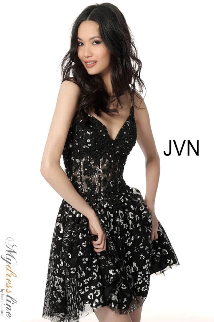 Jovani -JVN62765 Embroidered A-Line Short Dress