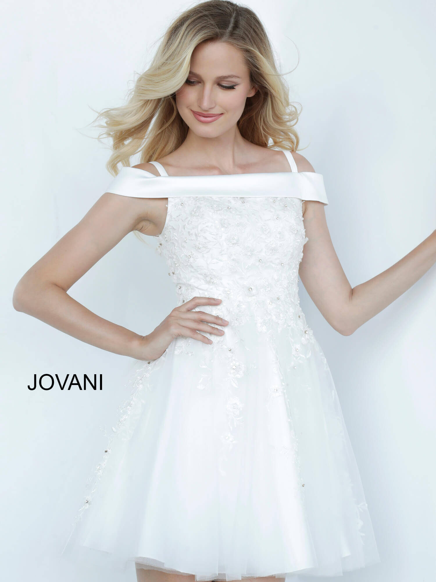 Jovani -K00361 Off White Off the Shoulder Jovani Floral Girls Dress Sweet 16