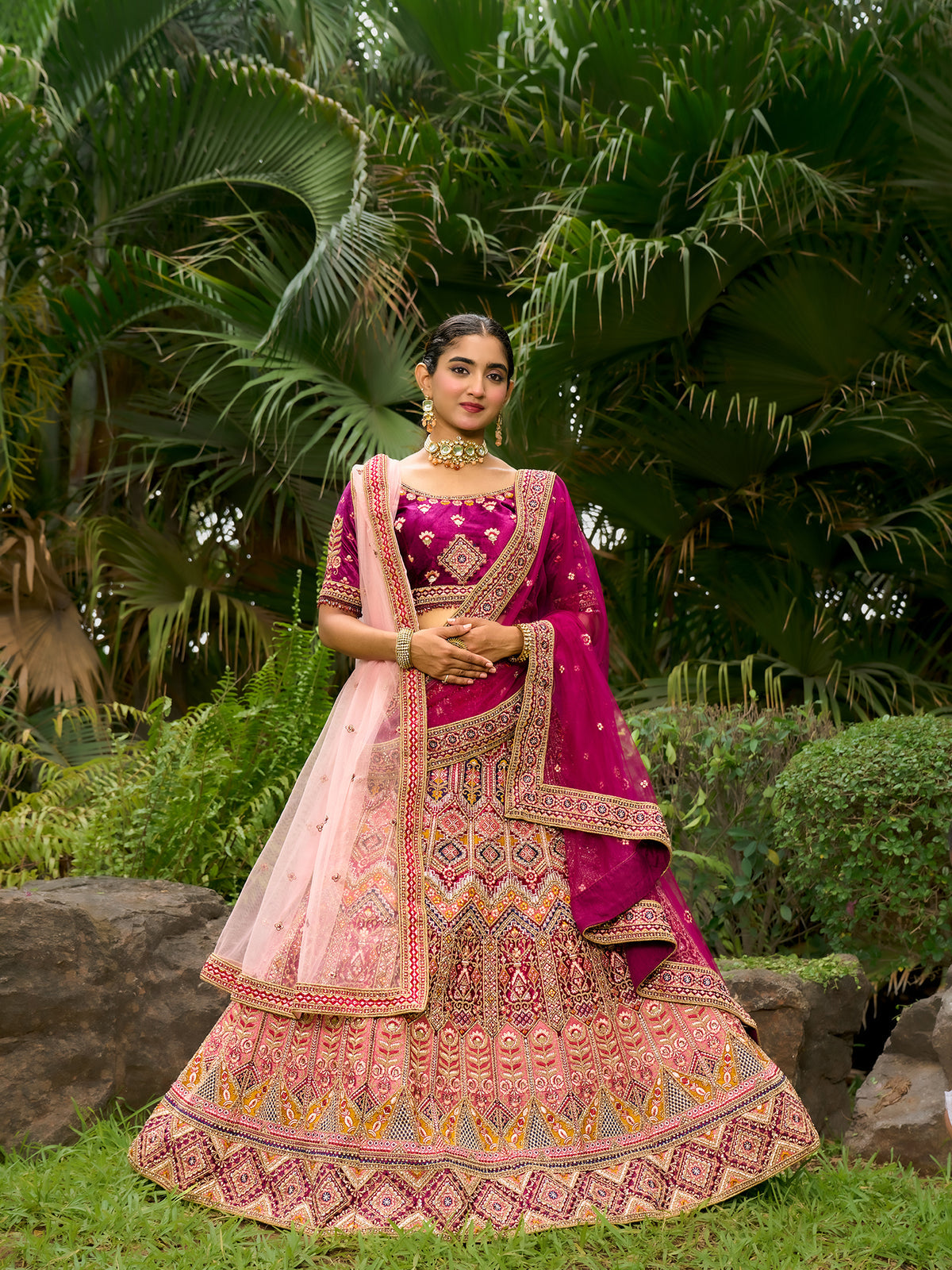 MyFashion -KLS-1208 Velvet Lehenga With Sequins And Jarkan Embellishments