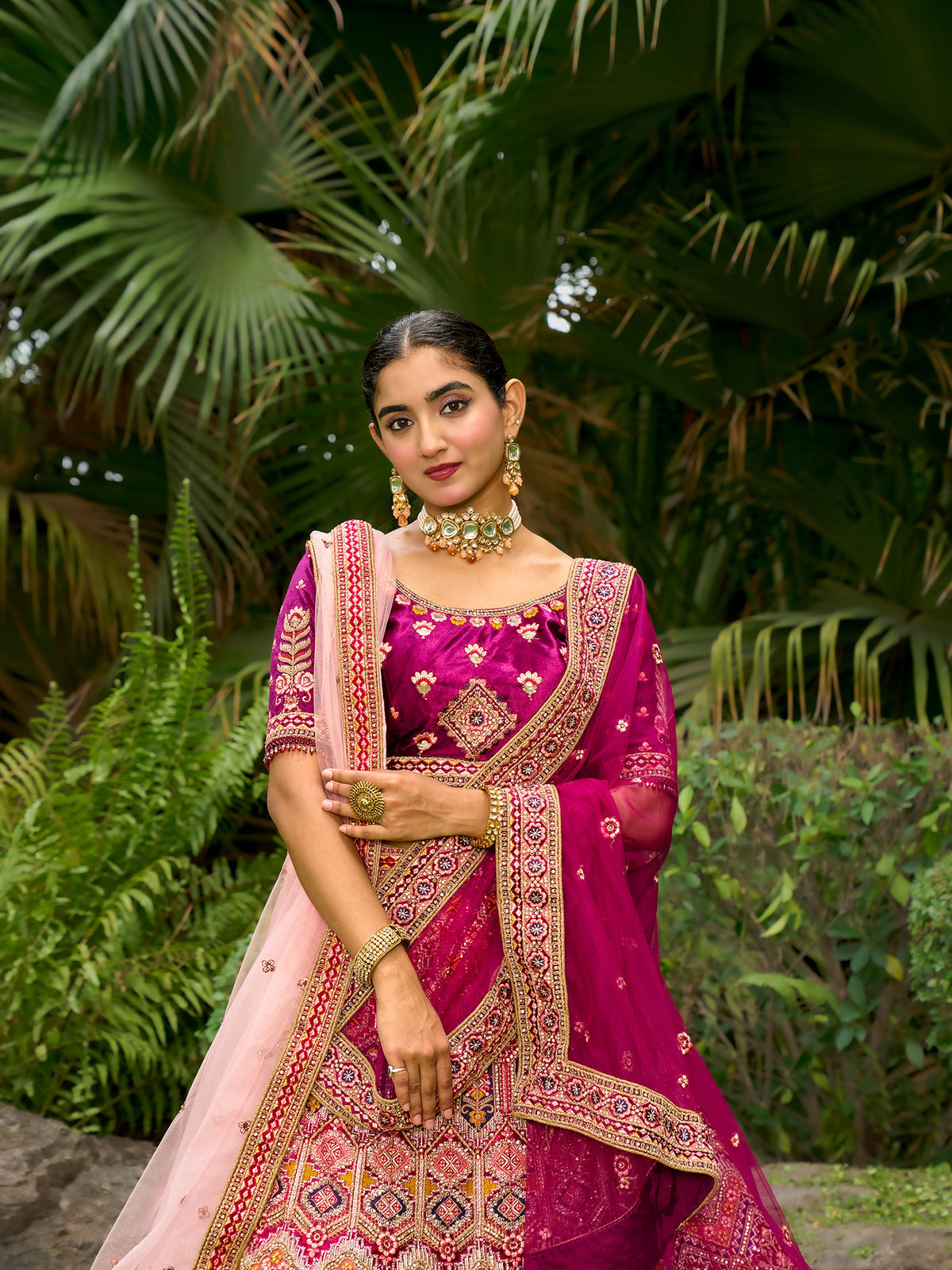 MyFashion -KLS-1208 Velvet Lehenga With Sequins And Jarkan Embellishments