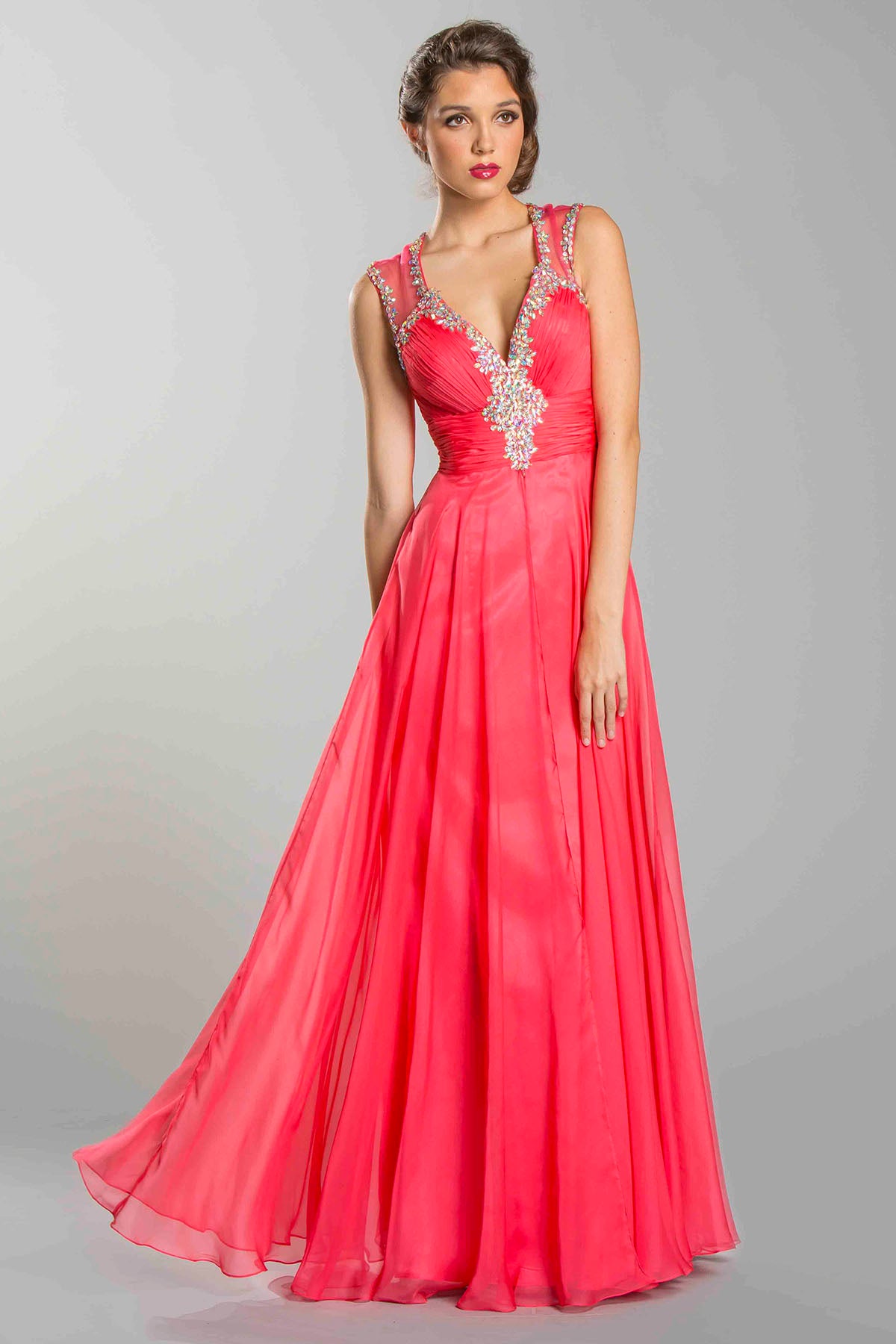 Aspeed Design -L1296 Embellished V-Neck Long A-Line Gown