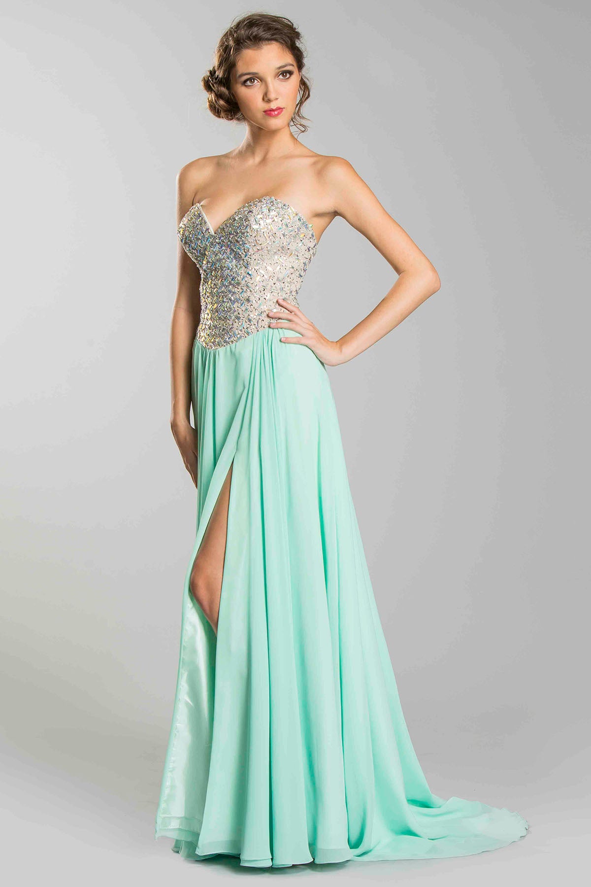 Aspeed Design -L1299 Fully Beaded Bodice A-Line Prom Dress