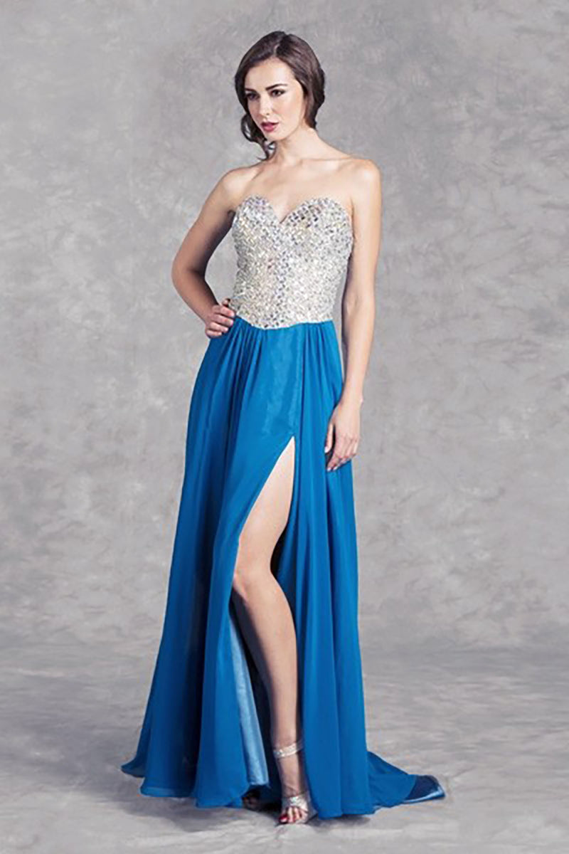 Aspeed Design -L1299 Fully Beaded Bodice A-Line Prom Dress